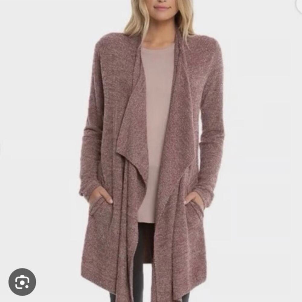Barefoot Dreams Cozychic Lite Island Wrap Cardigan Pockets red size L/XL